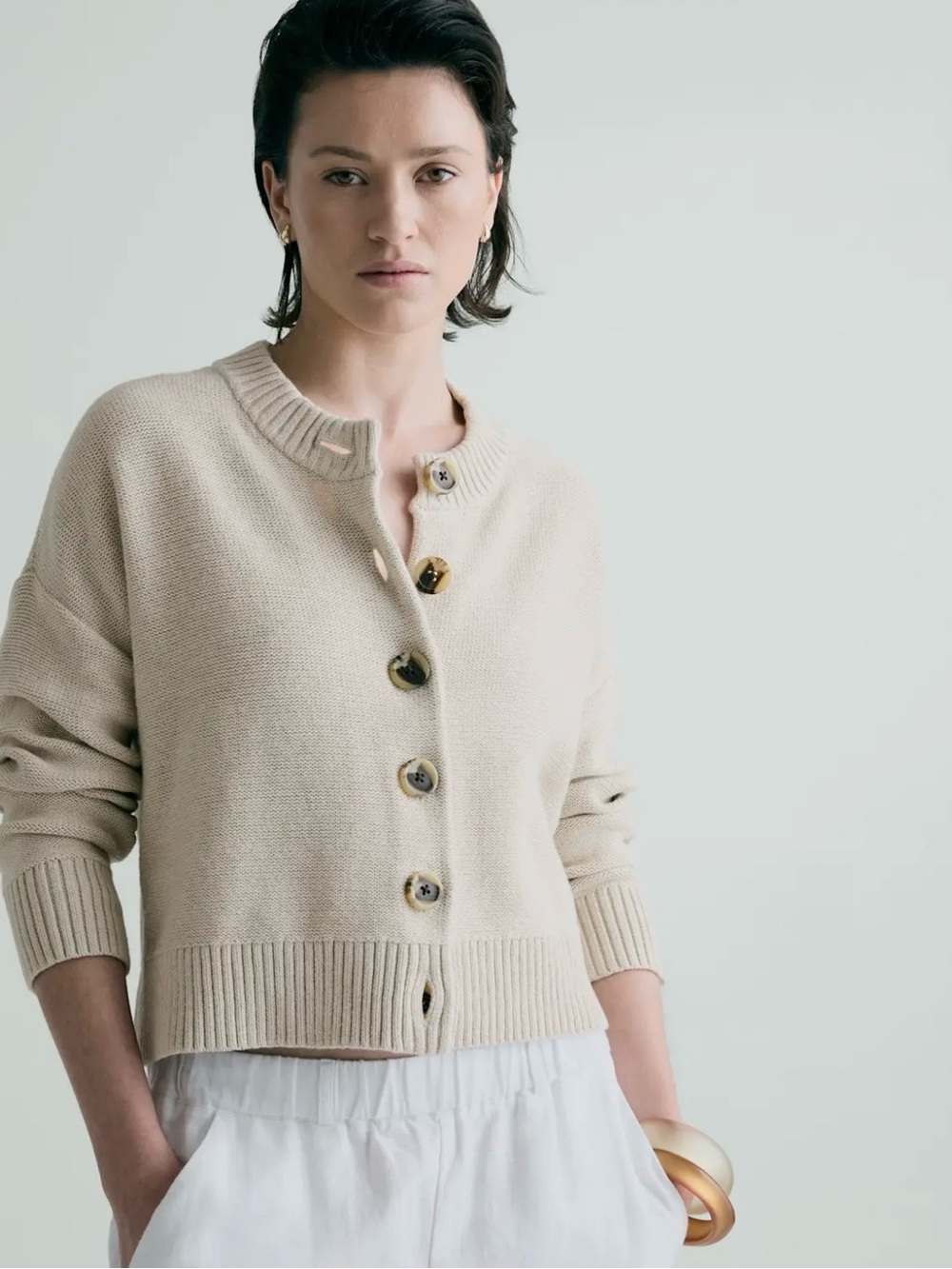 Quince 100% Organic Cotton Cropped Cardigan